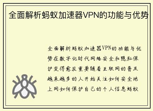 全面解析蚂蚁加速器VPN的功能与优势